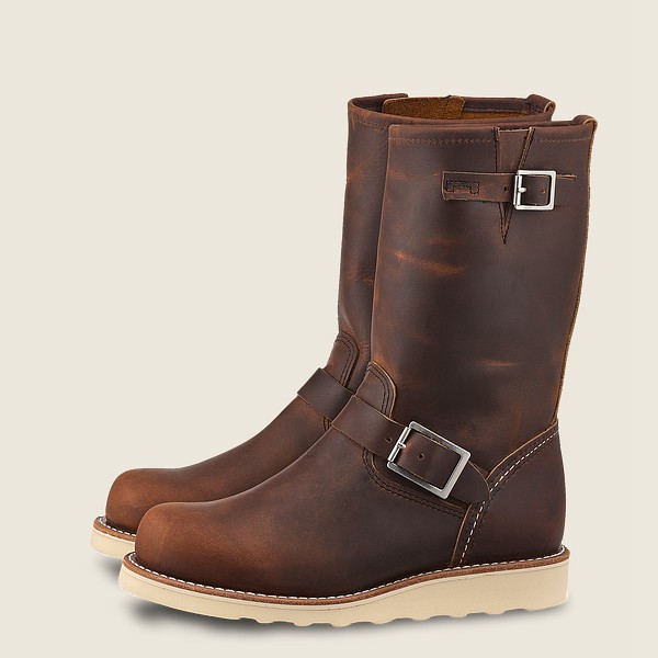 Red Wing Womens Classic Engineer - Tall Rough & Tough Leather - Heritage Boots Dark Brown - 9847IAPU